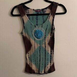 Vintage y2k IDI  Tie-Dye Tank Top with Blue Accent